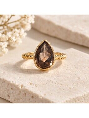 Shivam Smokey Quartz Pinky Ring SZ 4